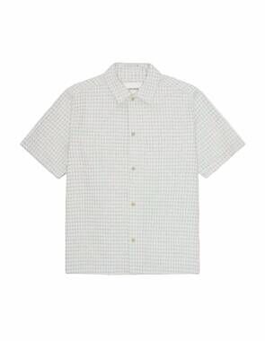 NEW LES DEUX men's check seersucker short sleeve shirt in ivory